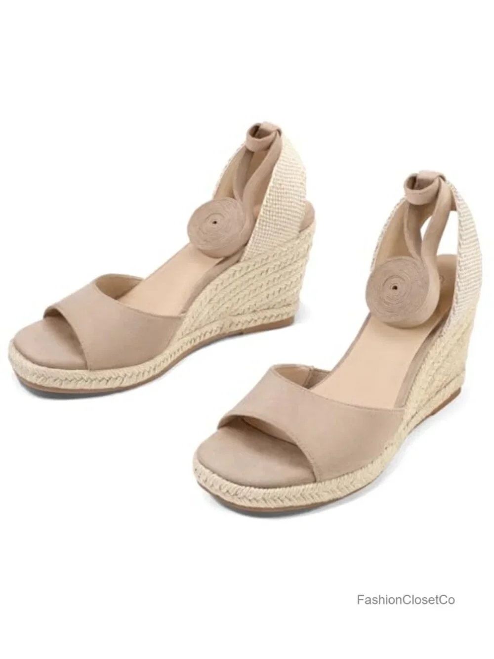 Women's Espadrille Wedge Sandals, Open Toe, Lace Up, Ankle Strap, Cushioned
